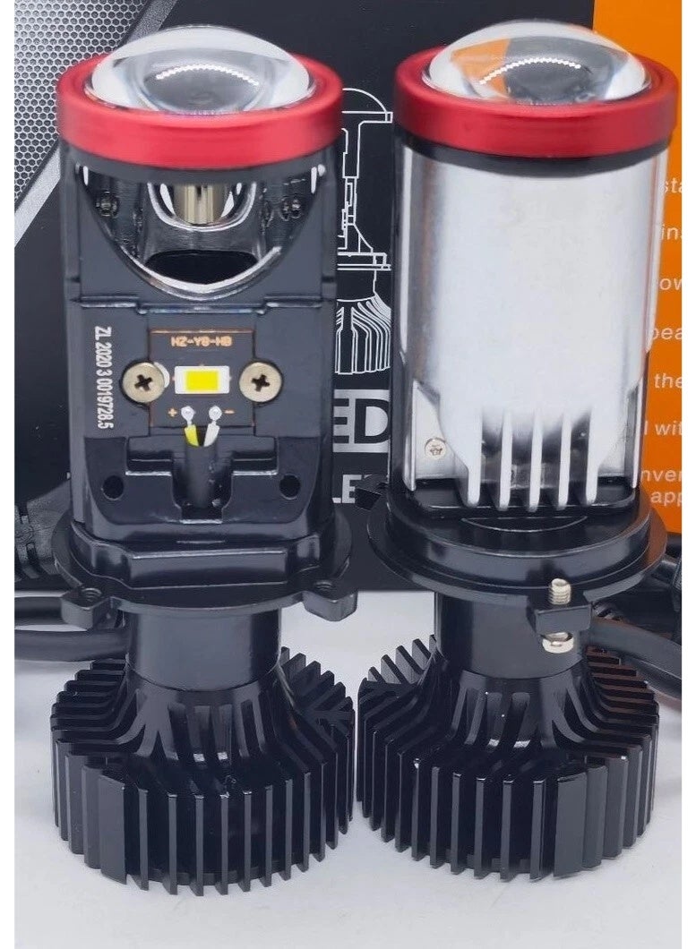 Y8 H4 Mini LED Headlight Bulb with Lens – 6000K – 12V–24V - Image 2